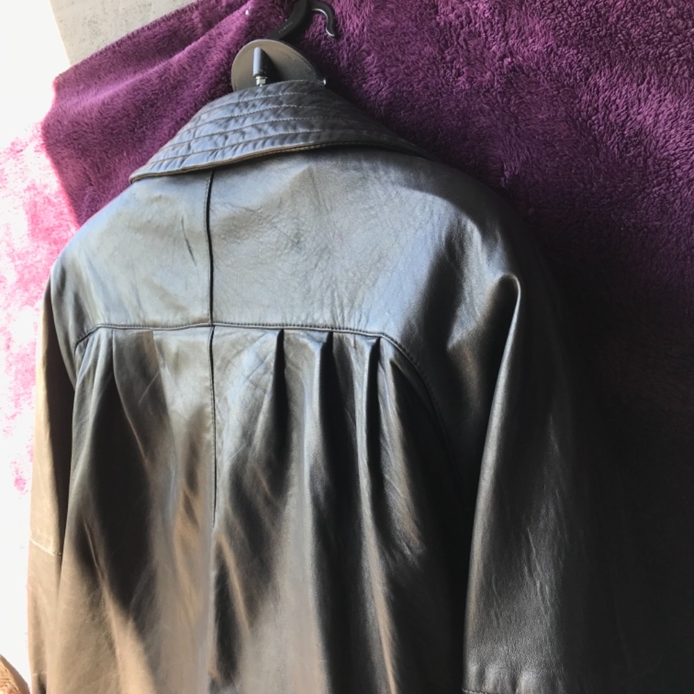 Oversize bomber Pano Sereti black longer leather zip jacket, L - Picture 2 of 8